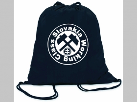 Working Class Slovakia ľahké sťahovacie vrecko ( batôžtek / vak ) s čiernou šnúrkou, 100% bavlna 100 g/m2, rozmery cca. 37 x 41 cm